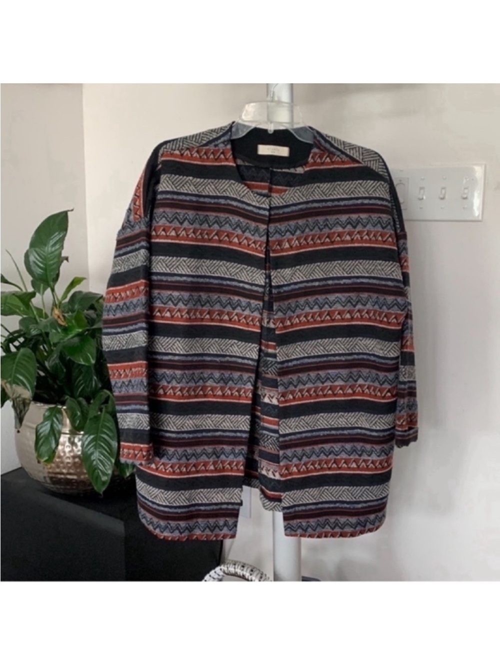 Anthropologie Elodie Western Crew Boho Southwest Knit jacket Sz M Open Front